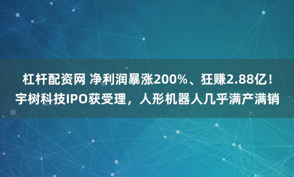 杠杆配资网 净利润暴涨200%、狂赚2.88亿!宇树科技IPO获受理,人形机器人几乎满产满销